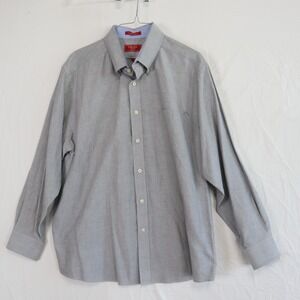 Chaps Shirt‎ Mens XL 17.5 32/33 Slim Fit Wrinkle Free Button Up Gray Long Sleeve